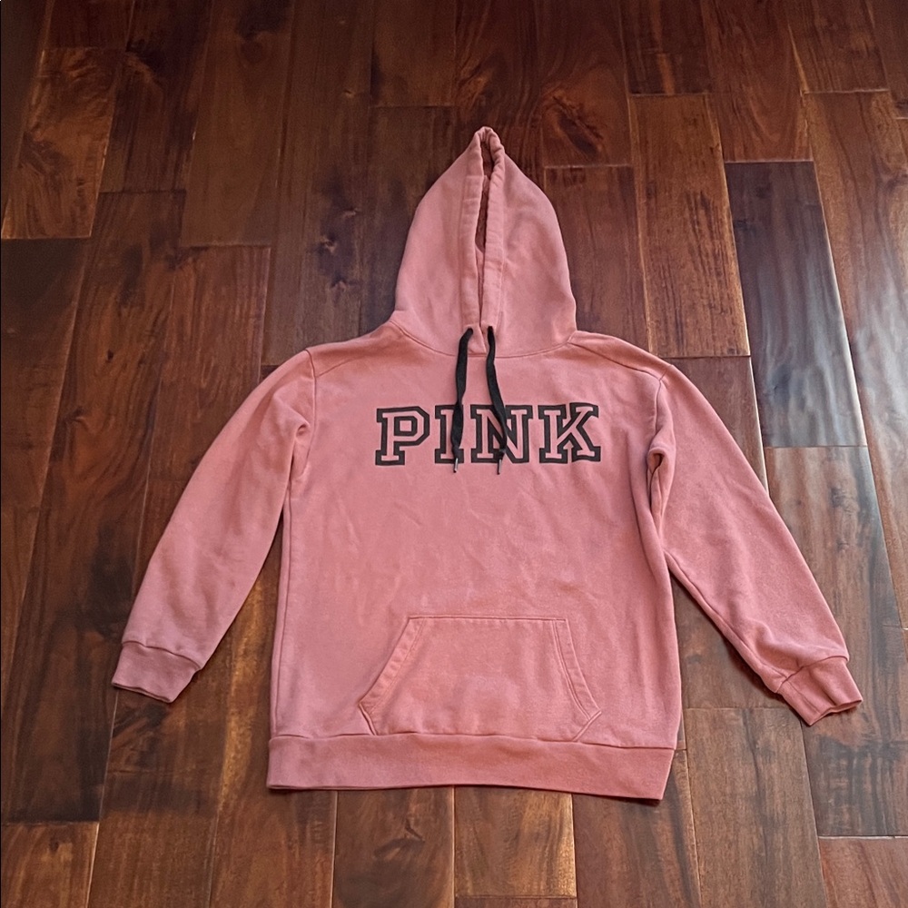 PINK Victoria's Secret Blush/Plum Hoodie with Dark Lettering Size X-Small